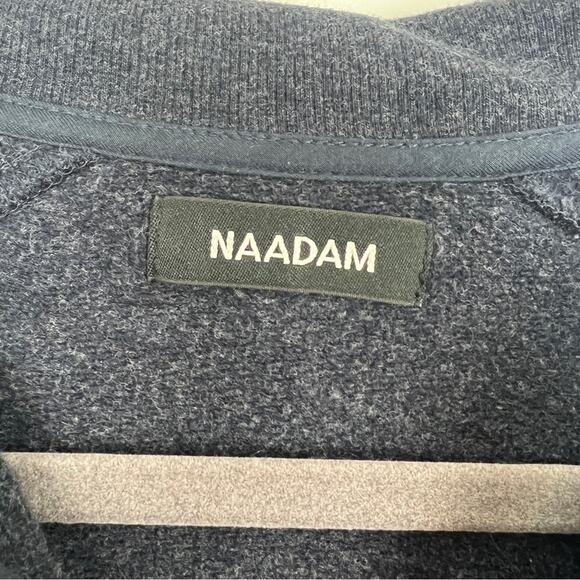 NAADAM | Men’s Fleece Quarter Zip Cotton Cashmere Heather Navy Neutral Comfy S - Picture 4 of 5